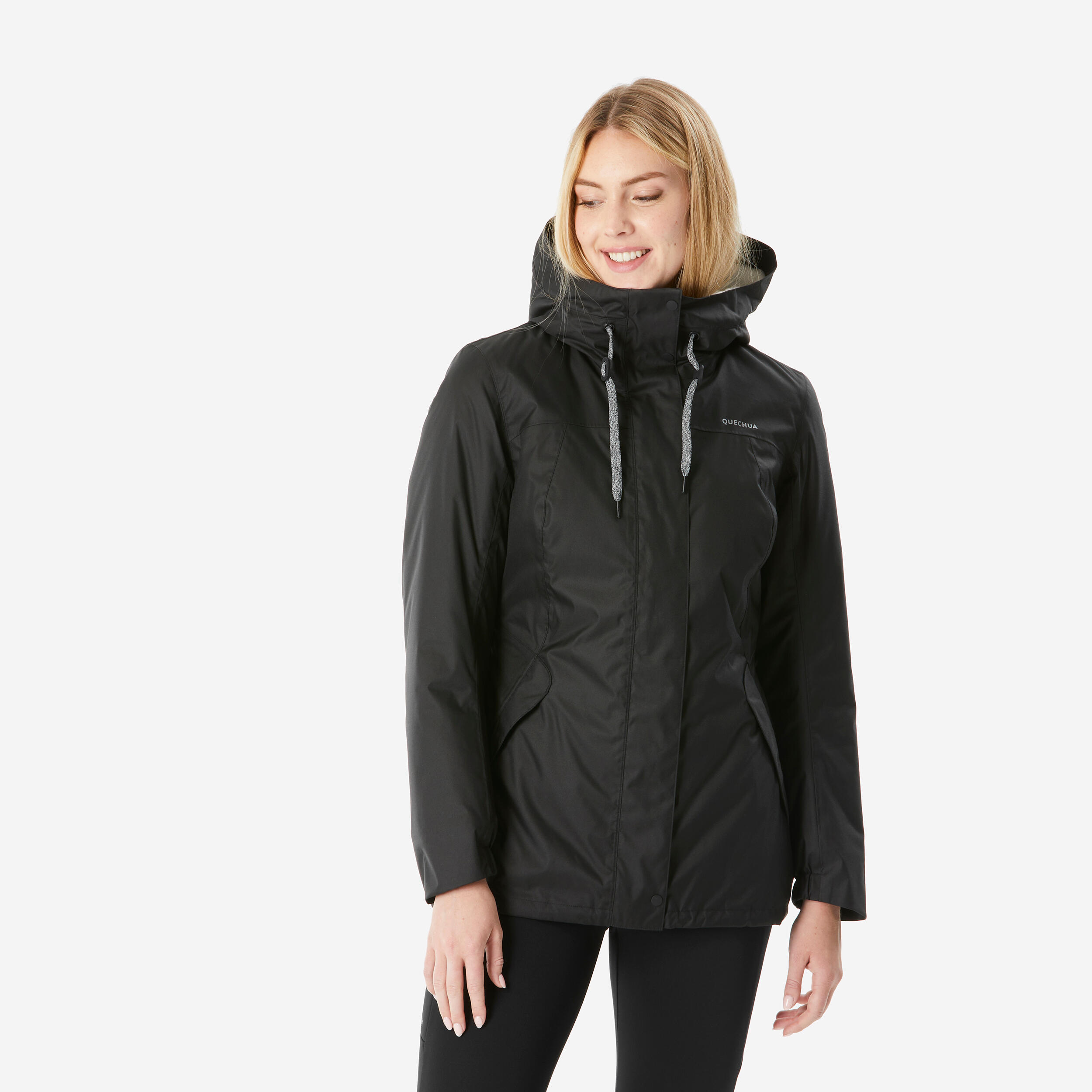Functional Black Hooded Technical Jacket Functional Black Hooded Technical Jacket — Winter Coats for Women