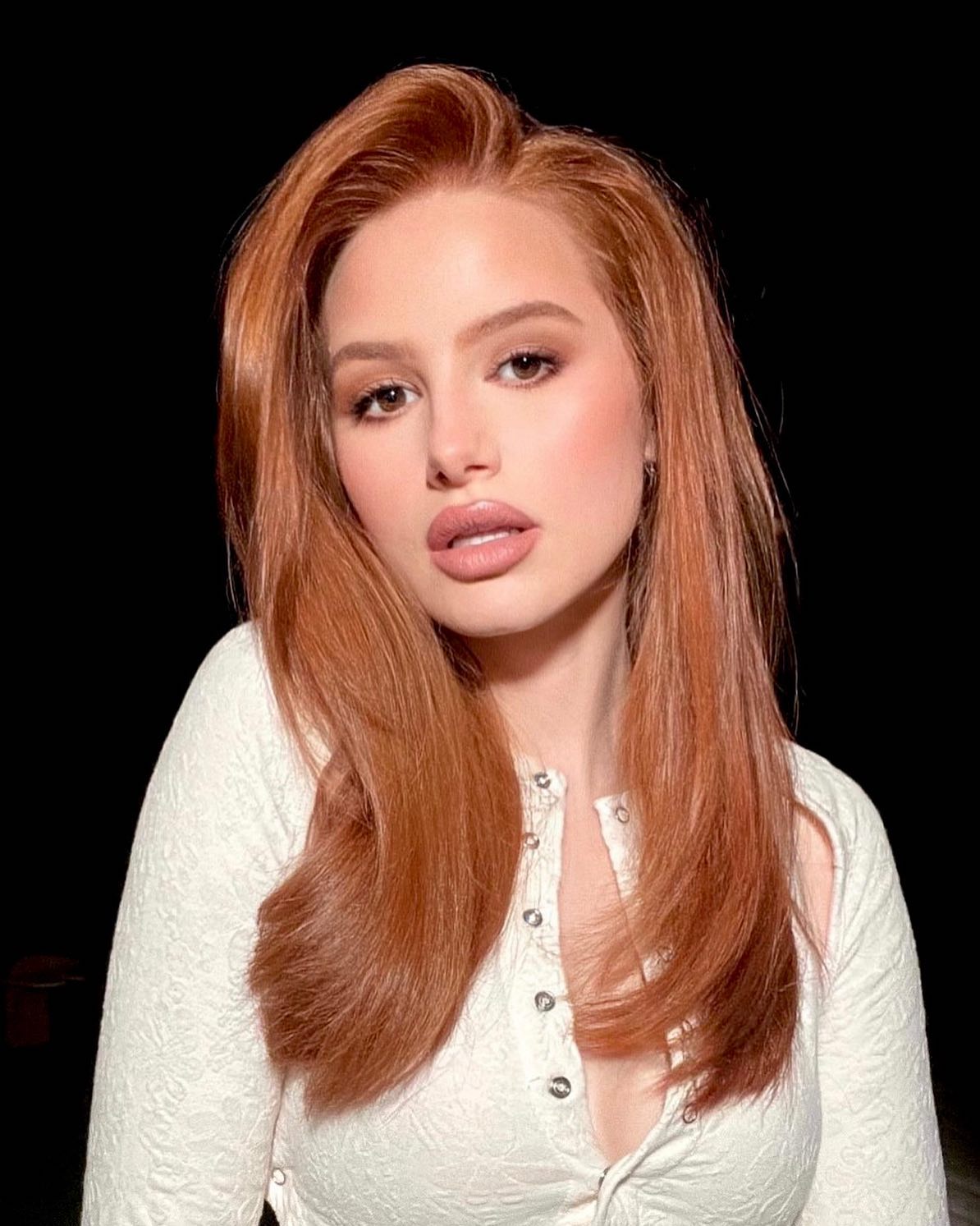 Mid-Back Straight Copper Red Mid-Back Straight Copper Red — Winter Hairstyles for Women Over 40