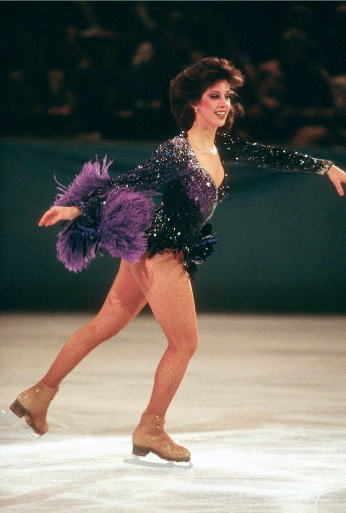 Purple and Black Costume with Feathered Trim and Sparkle Purple and Black Costume with Feathered Trim and Sparkle — Ice Skating Outfits