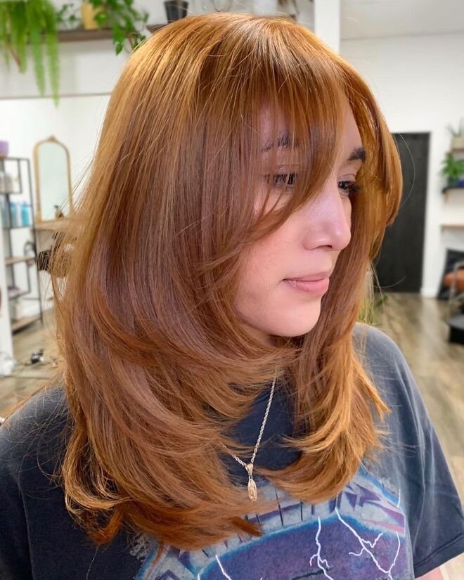 Layered Shag With Copper Hue — Winter Haircuts for Thick Hair