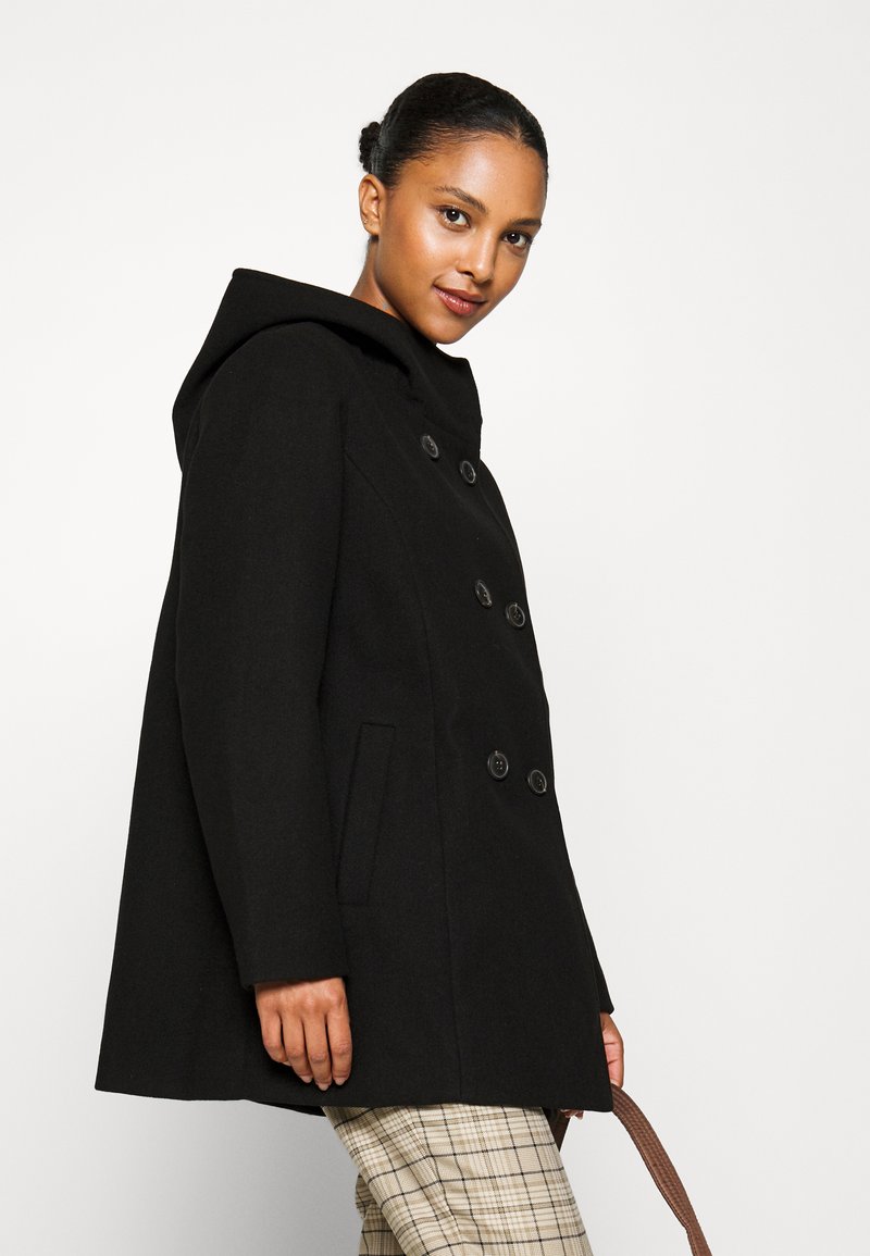 Hooded A-Line Peacoat with Plaid Trousers — Peacoat Outfits