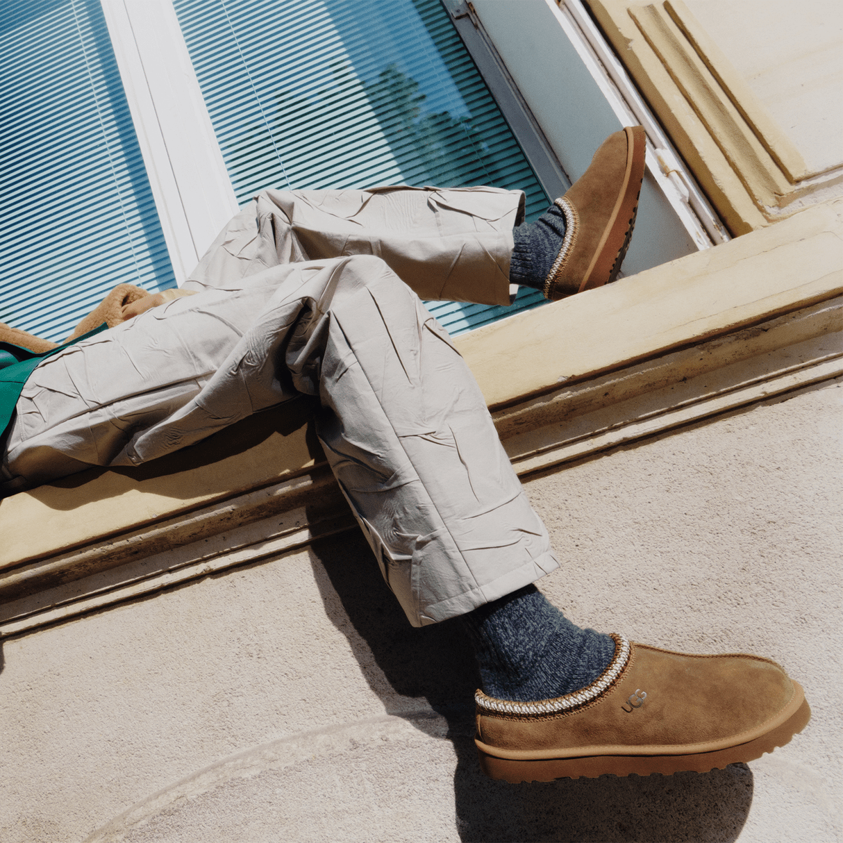 Textured Trousers: Suede Ugg Slippers with Knitwear — Ugg Slippers Outfits