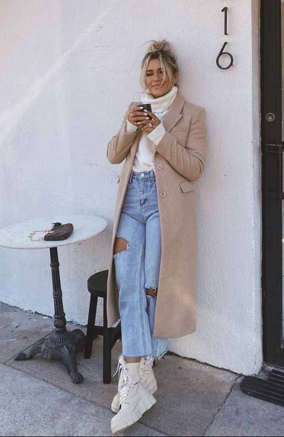 Edgy Statement: Leather Car Coat with Knit Set — Car Coat Outfits