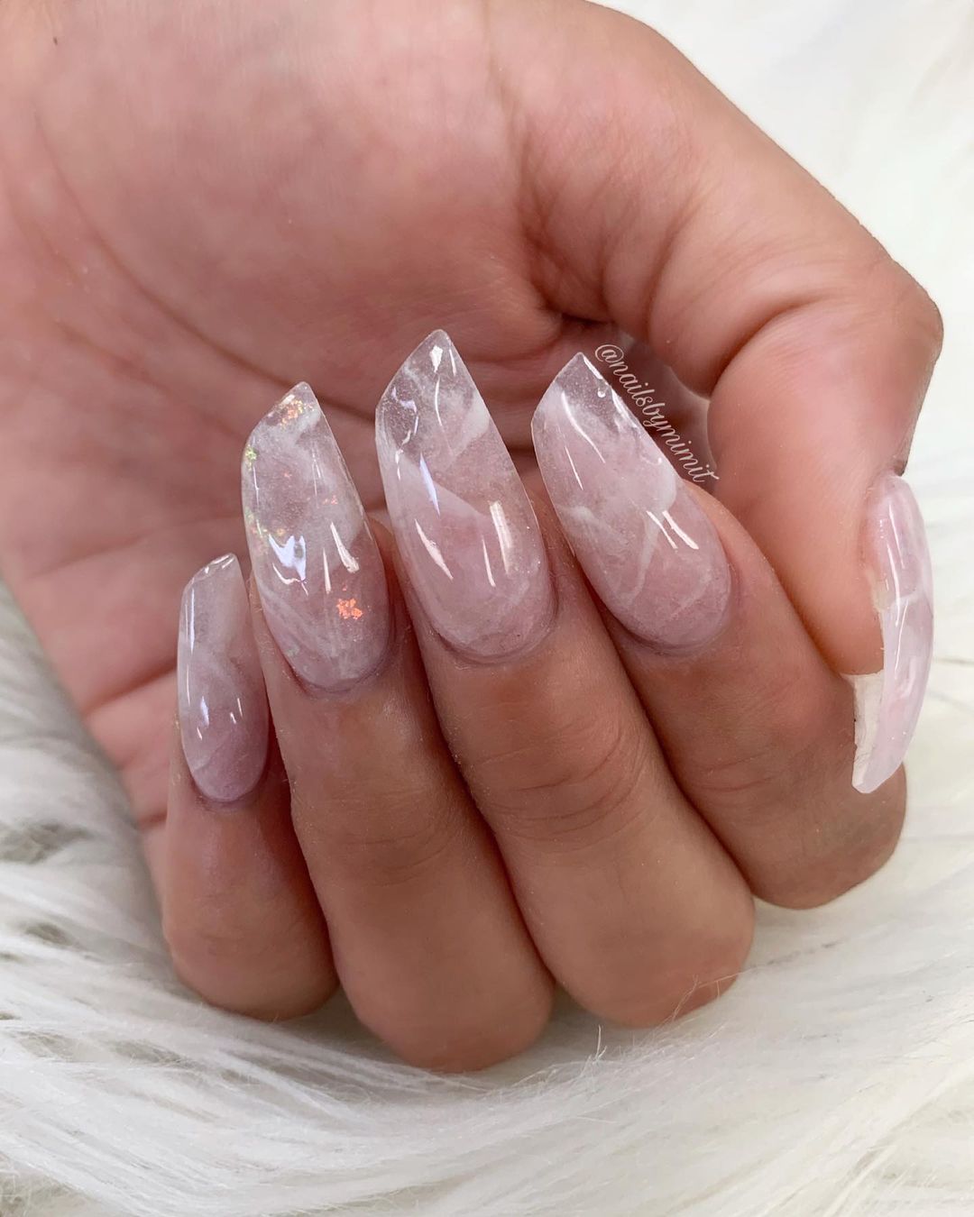 Translucent Pink Jelly Marble Translucent Pink Jelly Marble — Winter Marble Nails