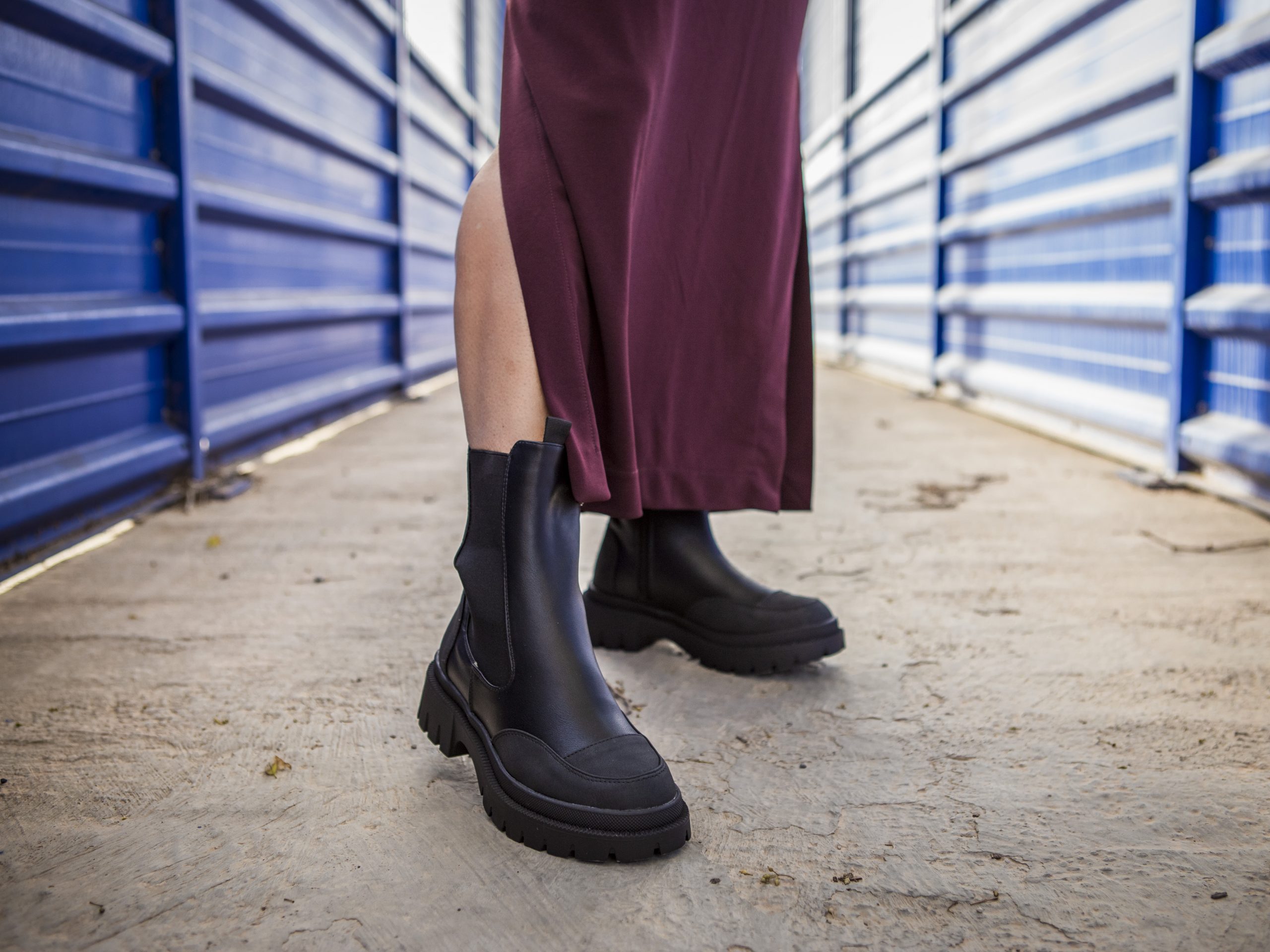 Chunky Boots and Slit Dress: A Bold Evening Statement Chunky Boots and Slit Dress: A Bold Evening Statement — Chelsea Boots Outfits
