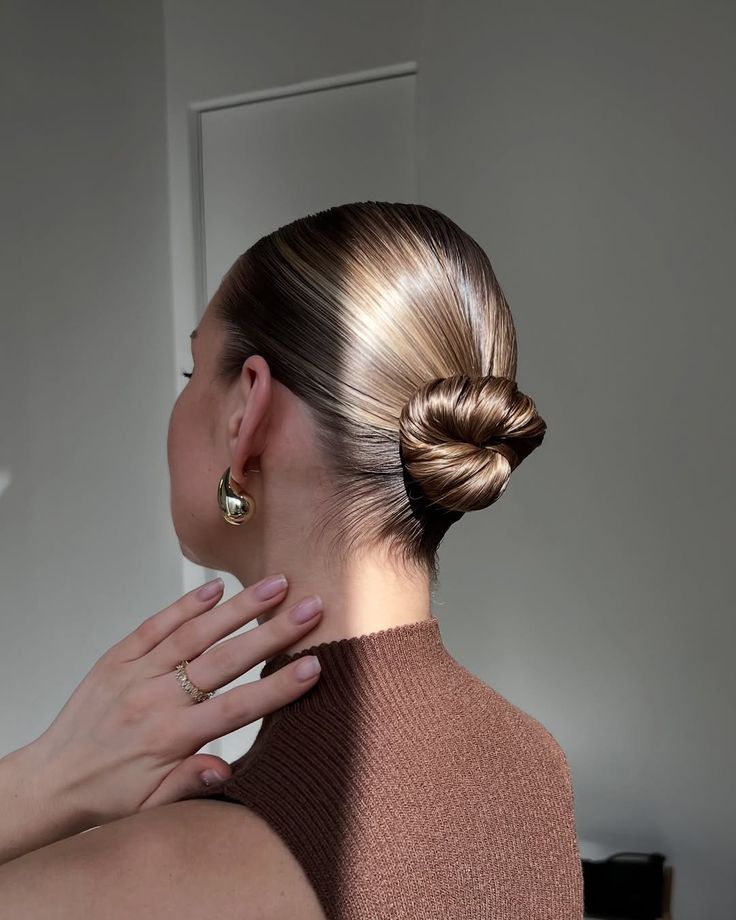 Slicked-Back Low Twisted Bun — Winter Updos