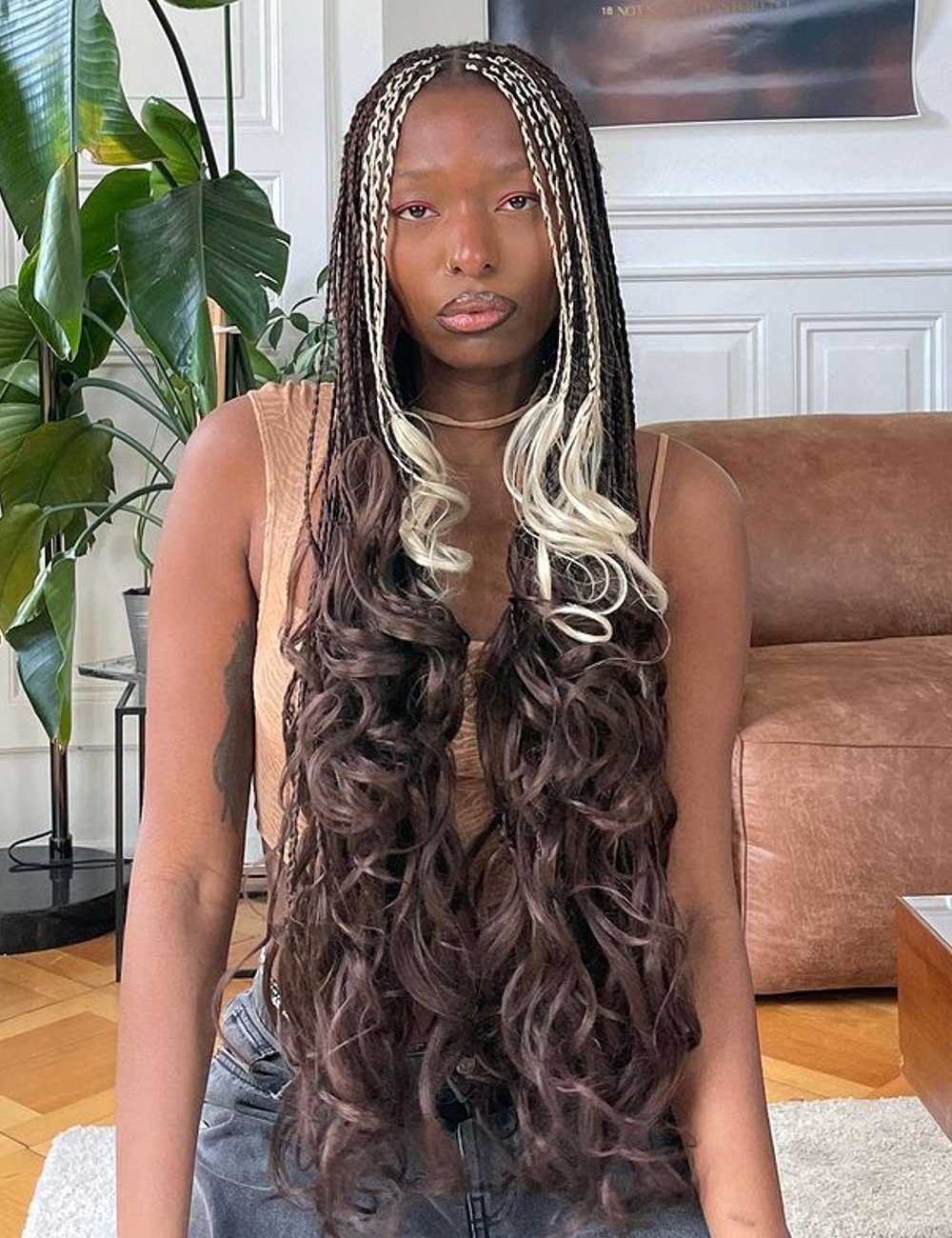 Dark Brown Braids with Blonde Highlights — Winter Braid Colors for Black Women