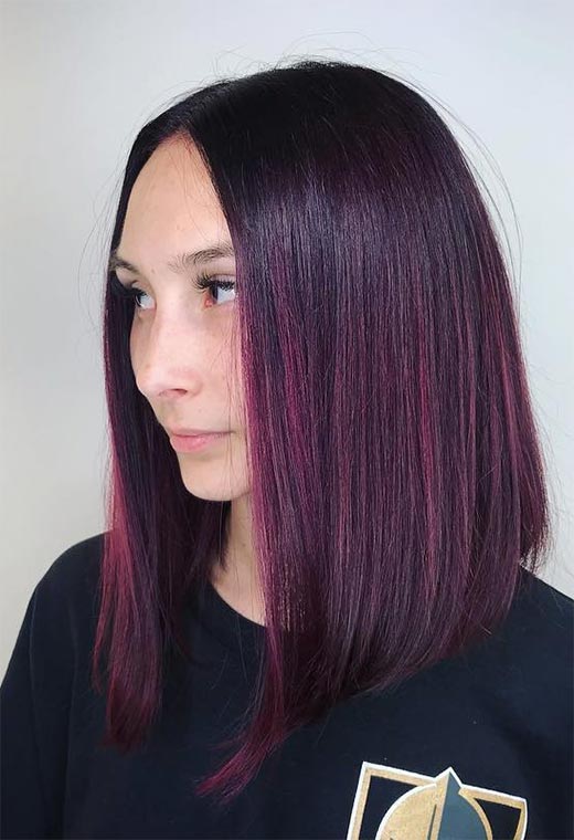 Dark Brown With Subtle Plum Highlights — Plum Hair Color