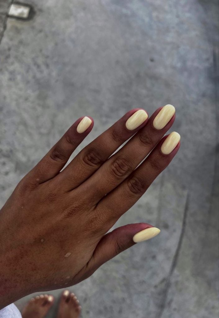 Pale Creamy Yellow Pop — Winter Nail Colors for Dark Skin
