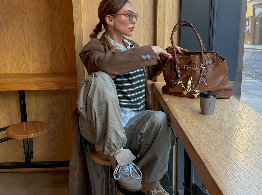 Trench Coat Over Layers with Cargo Pants and Sneakers — Winter Outfits with Sneakers