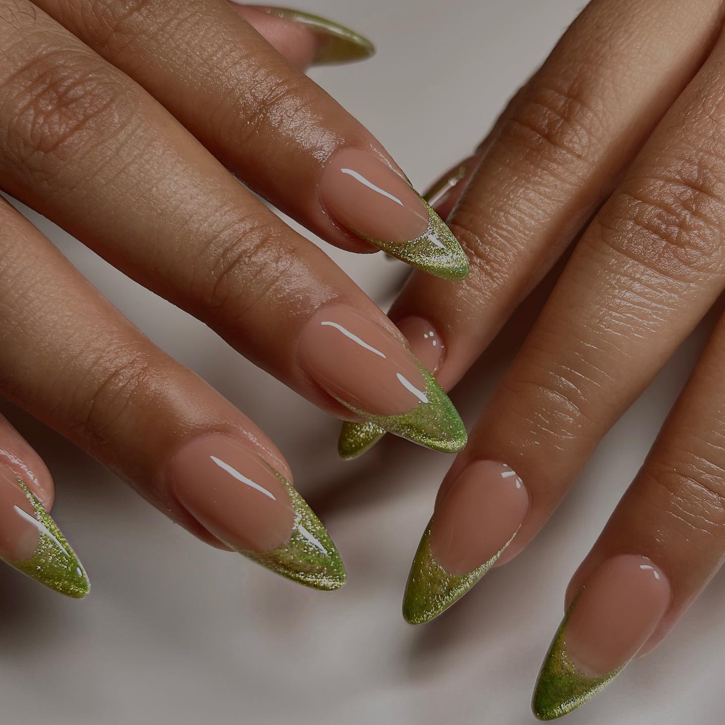 Long Stiletto Lime Green Glitter French Tips Long Stiletto Lime Green Glitter French Tips — Winter Stiletto Nails