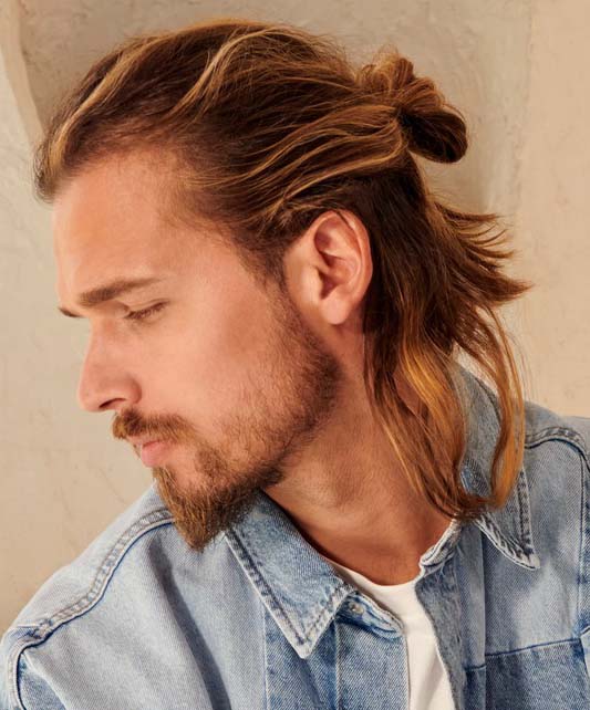 Long Wavy Hair Half-Up Knot Long Wavy Hair Half-Up Knot — Winter Hairstyles for Men