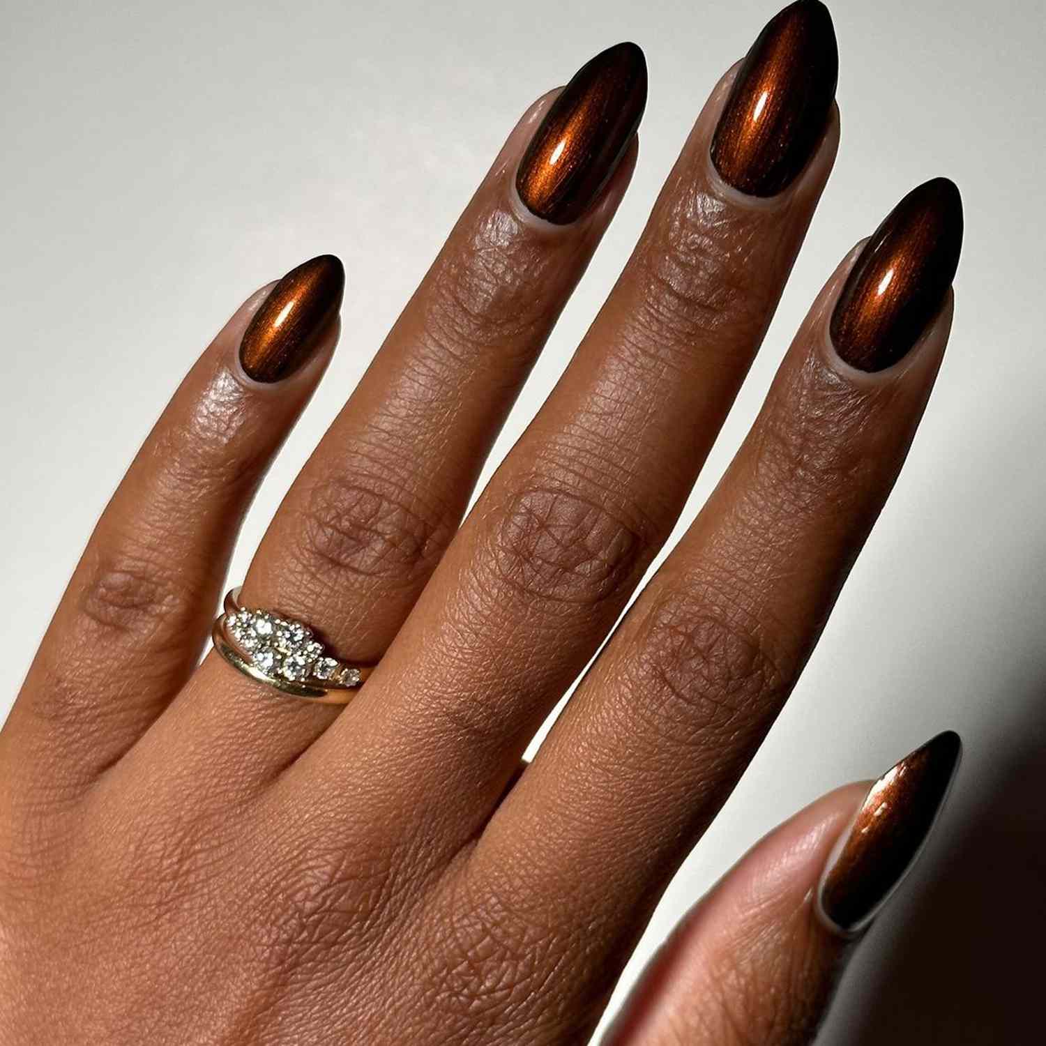 Metallic Bronze-Brown Chrome Finish — Chocolate Brown Nails
