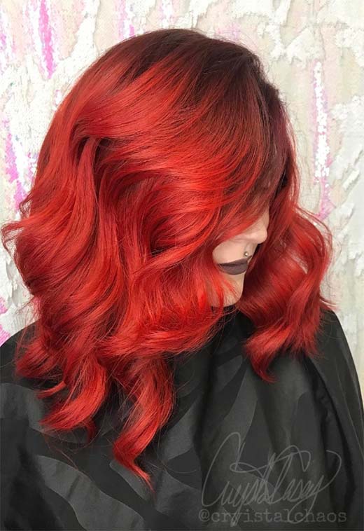 Chin-Length Fiery Red Bob Chin-Length Fiery Red Bob — Winter Hair Colors for Redheads