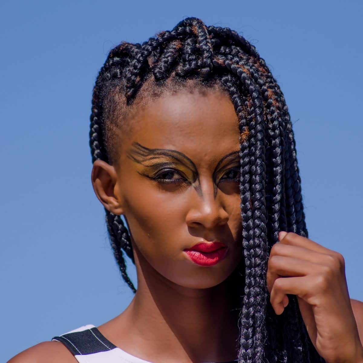 Natural Dark Brown Braids with Wooden Beads — Winter Braid Colors for Black Women