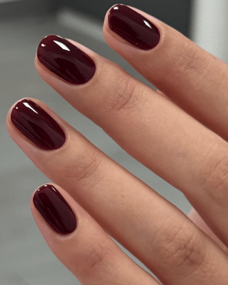 Short Oval Deep Wine Red Nails Short Oval Deep Wine Red Nails — Classy Winter Nails