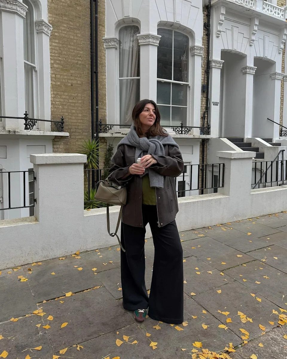 Layered Leather Jacket and Scarf for a Relaxed Urban Vibe — London Winter Outfits