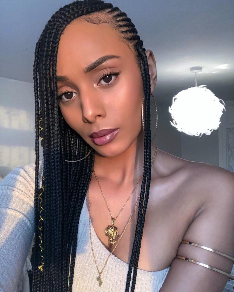 Side-Swept Cornrows with Bangs — Winter Braids for Black Women