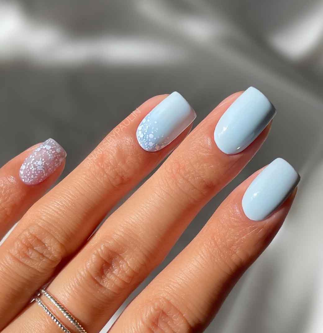 Short Square Frosty Blue Nails Short Square Frosty Blue Nails — Icy Blue Nails