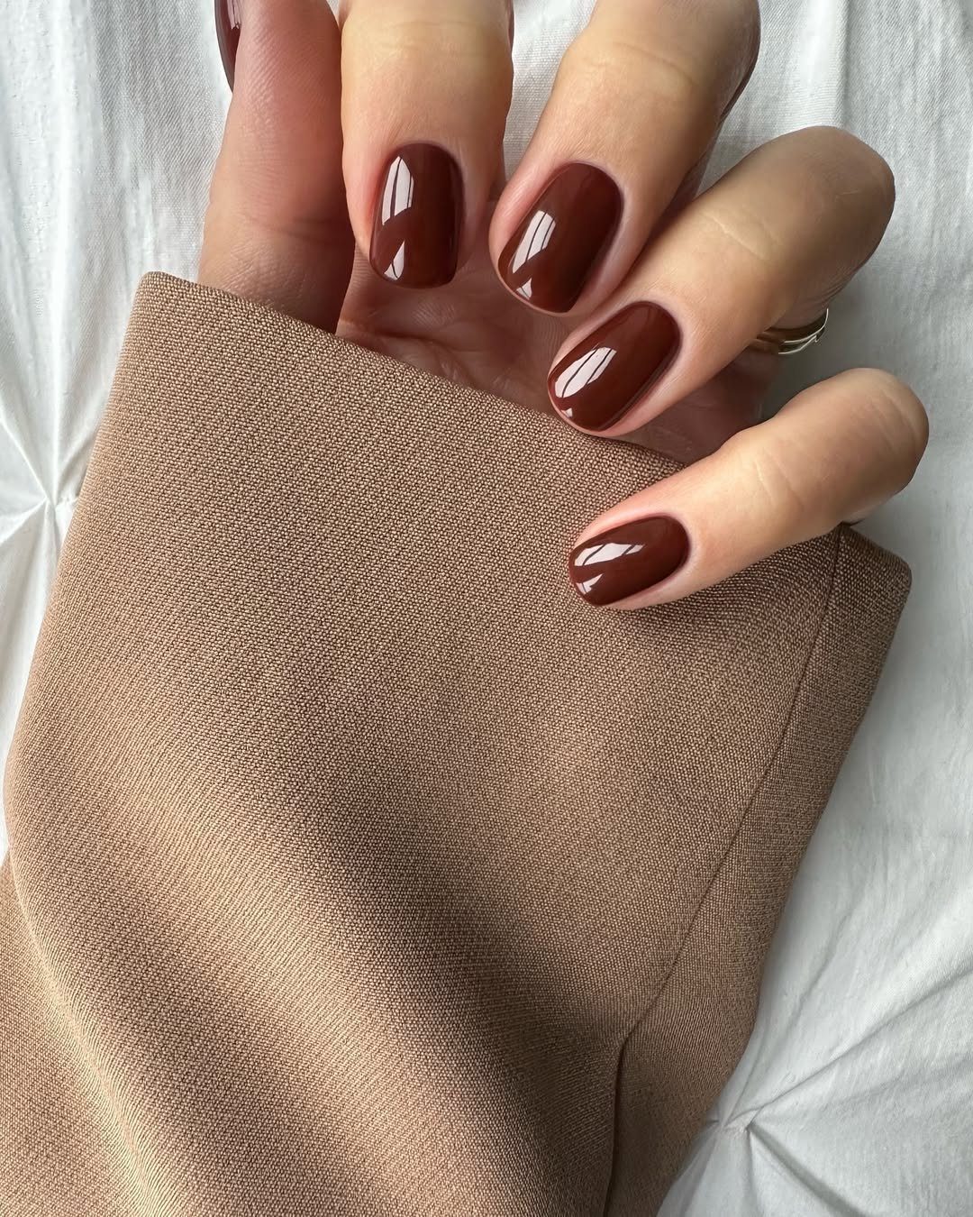 Deep Chocolate Brown Glossy Short Square Deep Chocolate Brown Glossy Short Square — Winter Nail Colors for Women Over 50