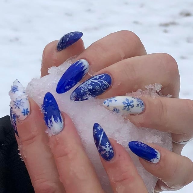 Winter Snowdrift Almond Nails Winter Snowdrift Almond Nails — Winter Nail Art