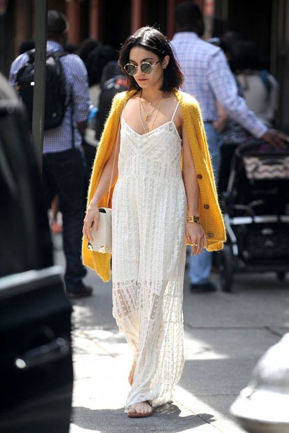 Bohemian Summer: Yellow Cardigan with Maxi Dress — Cardigan Outfits