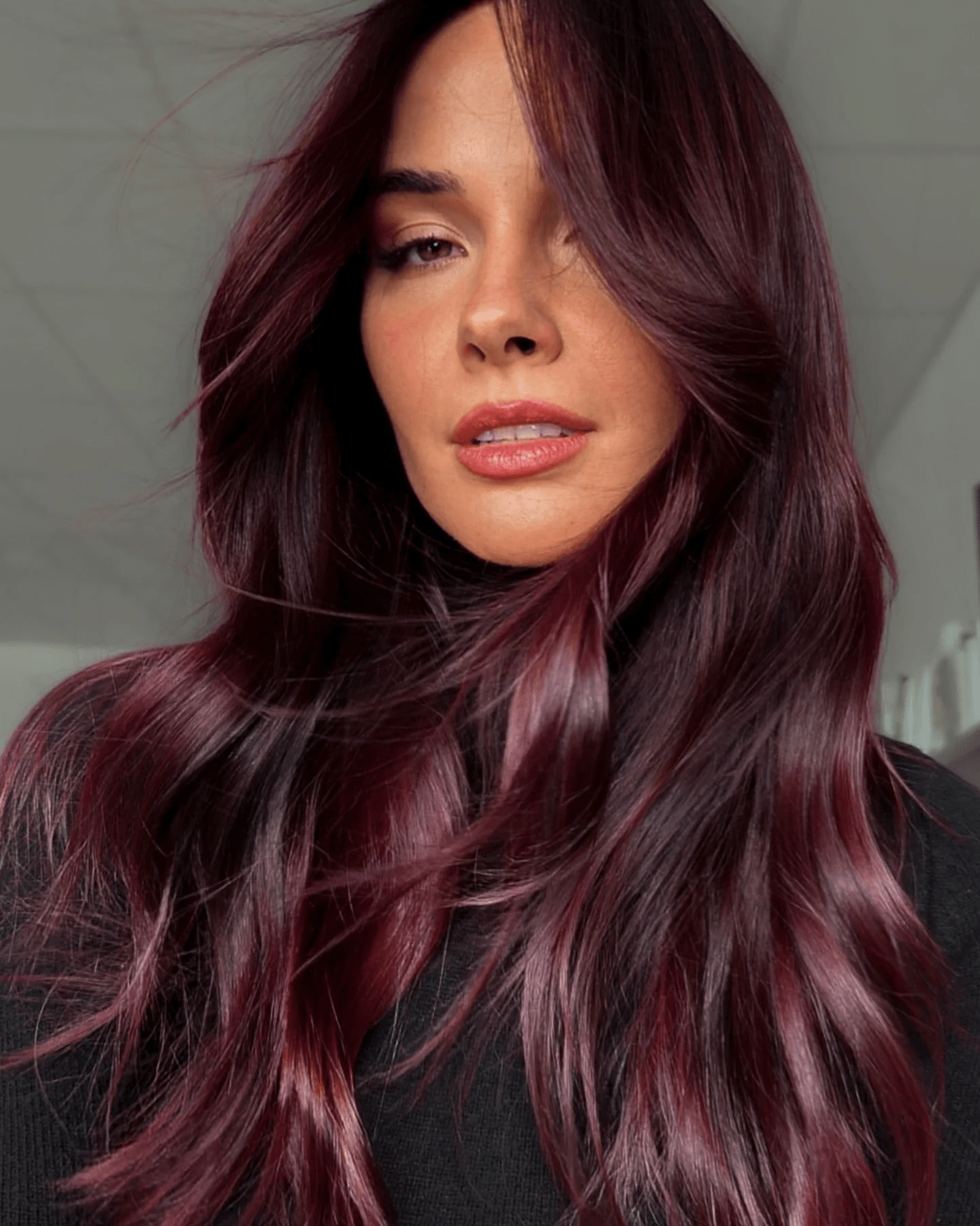 Deep Burgundy With Violet Undertones Deep Burgundy With Violet Undertones — Dark Winter Hair Colors