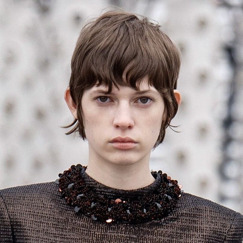 Dark Brown Wavy Pixie With Wispy Bangs — Winter Pixie Haircuts
