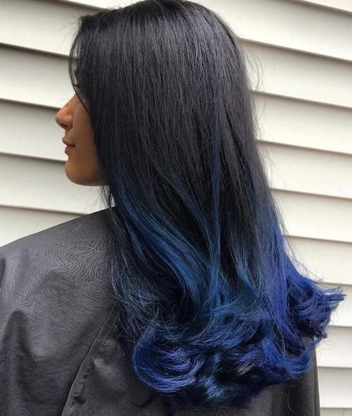 Mid-Back Visual Idea — Blue Black Hair