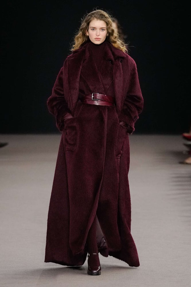 Elegant Monochrome: Deep Burgundy Wool Coat Ensemble — Winter Outfits for Plus Size Women