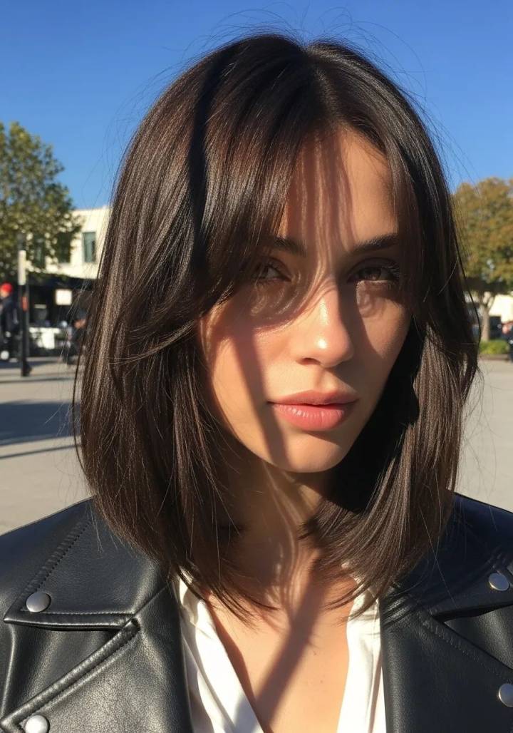 Chin Length Blunt Bob With Blunt Bangs — Medium Length Winter Haircuts