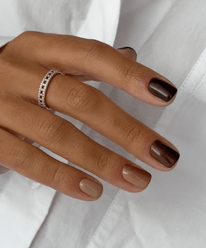 Short Square Earth Tone Block Nails Short Square Earth Tone Block Nails — Winter Acrylic Nails