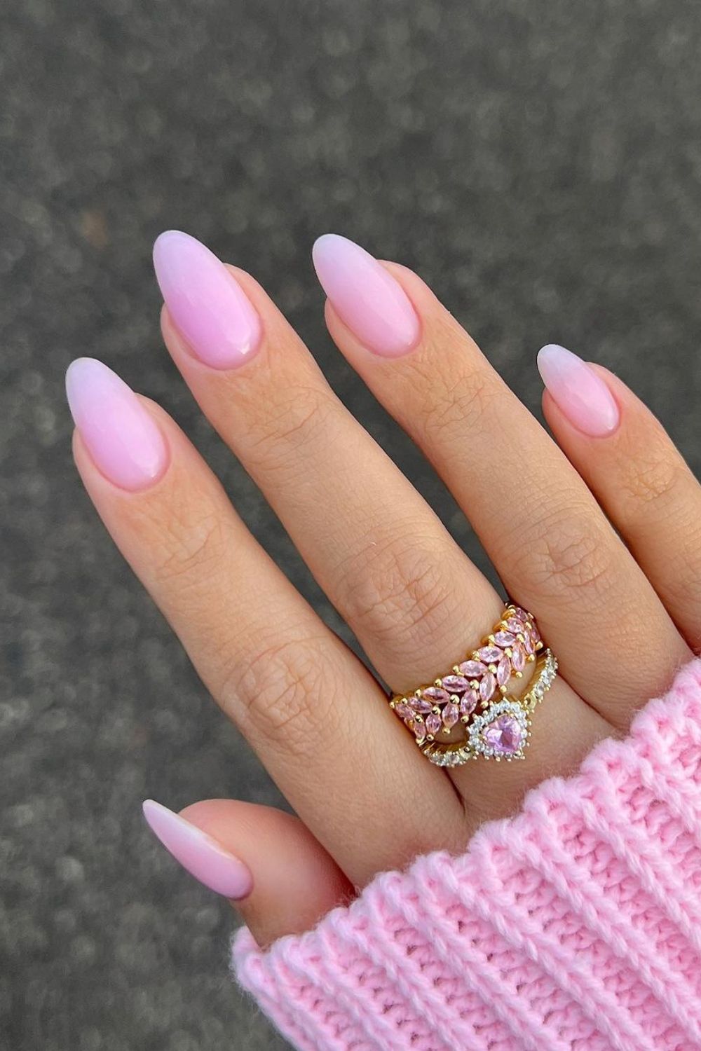 Ethereal Pink to White Gradient Nails — Winter Pink Nails