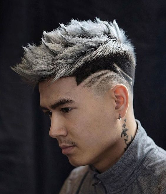 High Fade With Silver Highlights High Fade With Silver Highlights — Winter Hairstyles for Men