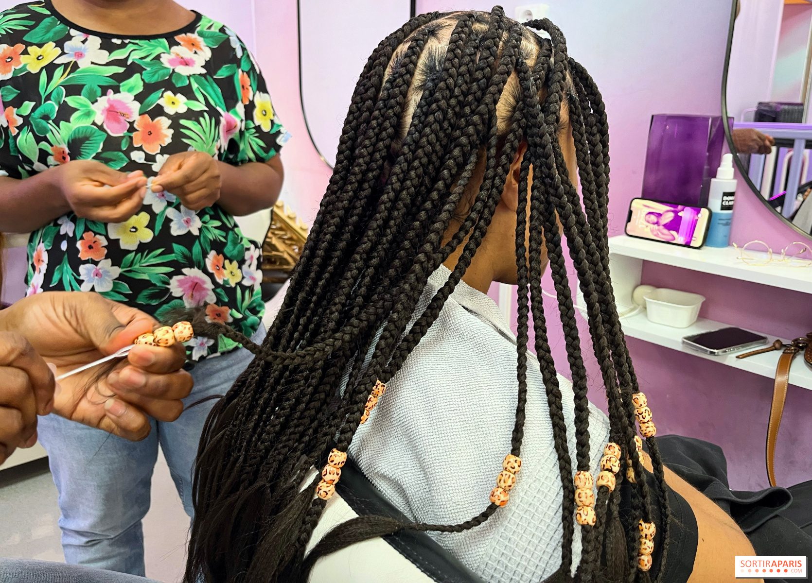 Long Natural Black Box Braids with Beads — Winter Braid Colors for Black Women