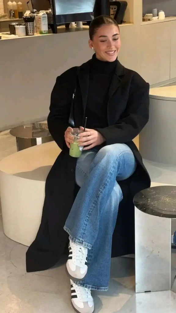 White Sneakers Outfit Idea — Neutral Winter Outfits