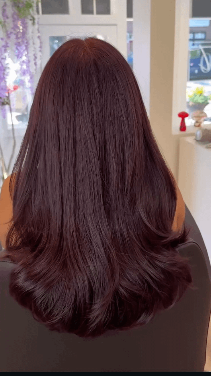 Mid-Back Visual Idea — Cherry Cola Hair Color