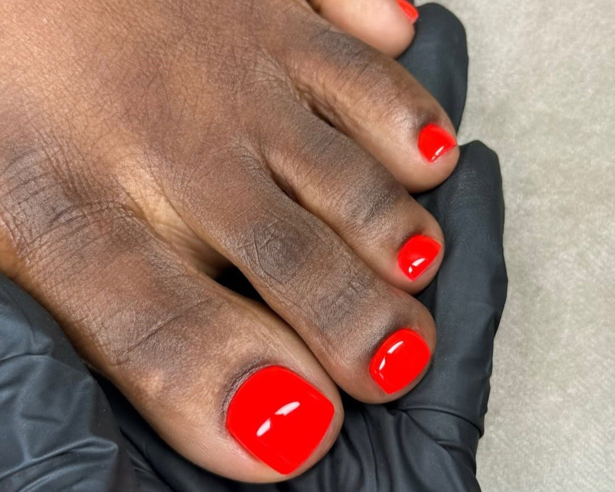 None Vibrant Glossy Red Statement — Winter Pedicure Colors