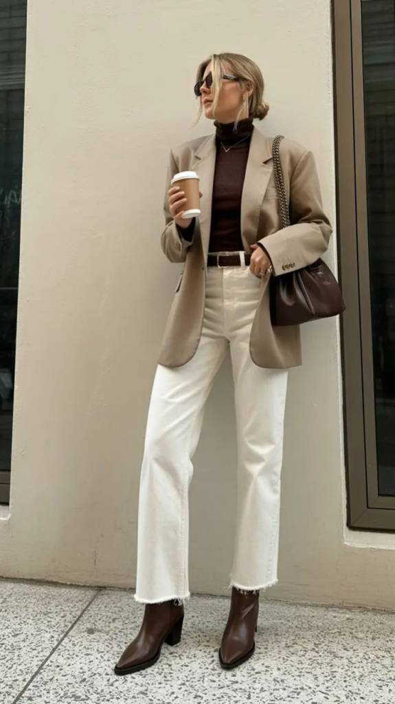 Smart Casual: Oversized Blazer, Jeans, and Pointed Boots — Ankle Boots Outfits