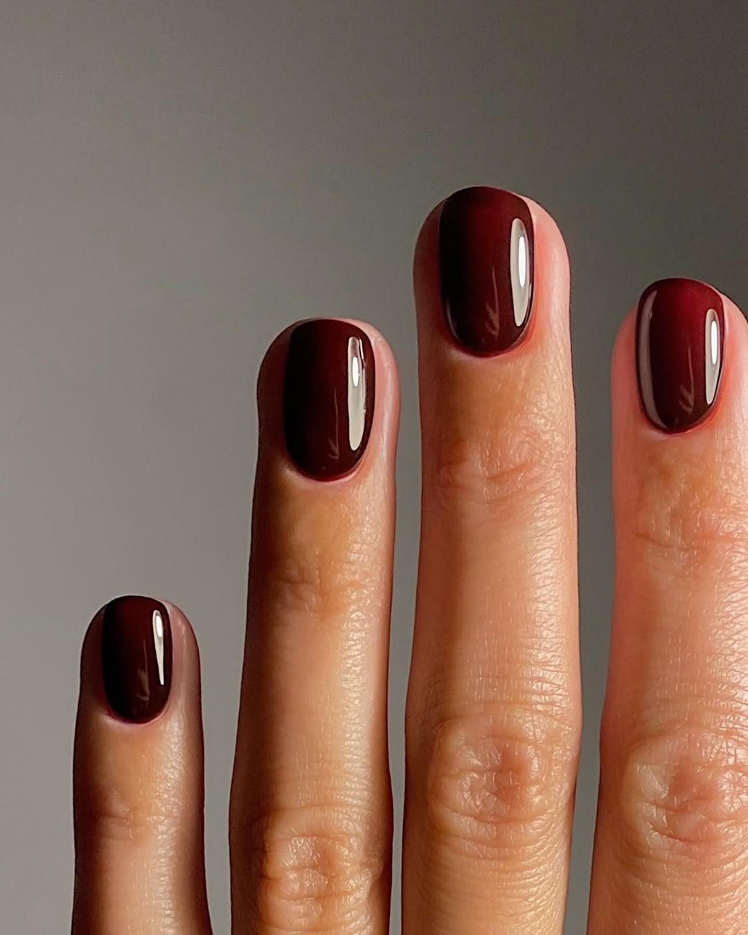Deep Burgundy Square Nails — Short Winter Almond Nails