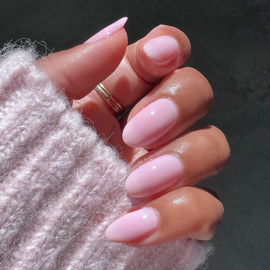 Milky Opaque Pale Pink Almond Nails Milky Opaque Pale Pink Almond Nails — Winter Nail Colors for Women Over 40