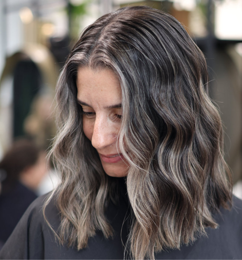No Bangs Visual Idea — Gray Blending Highlights
