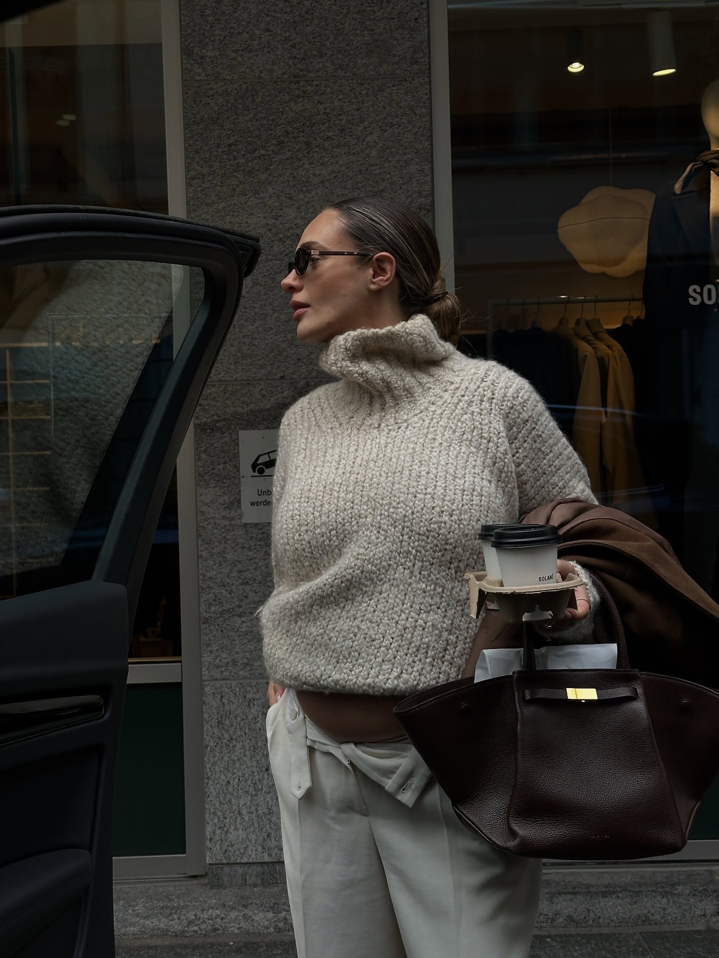 Effortless Cream Turtleneck Paired with Relaxed White Pants Effortless Cream Turtleneck Paired with Relaxed White Pants — Sweater Outfits