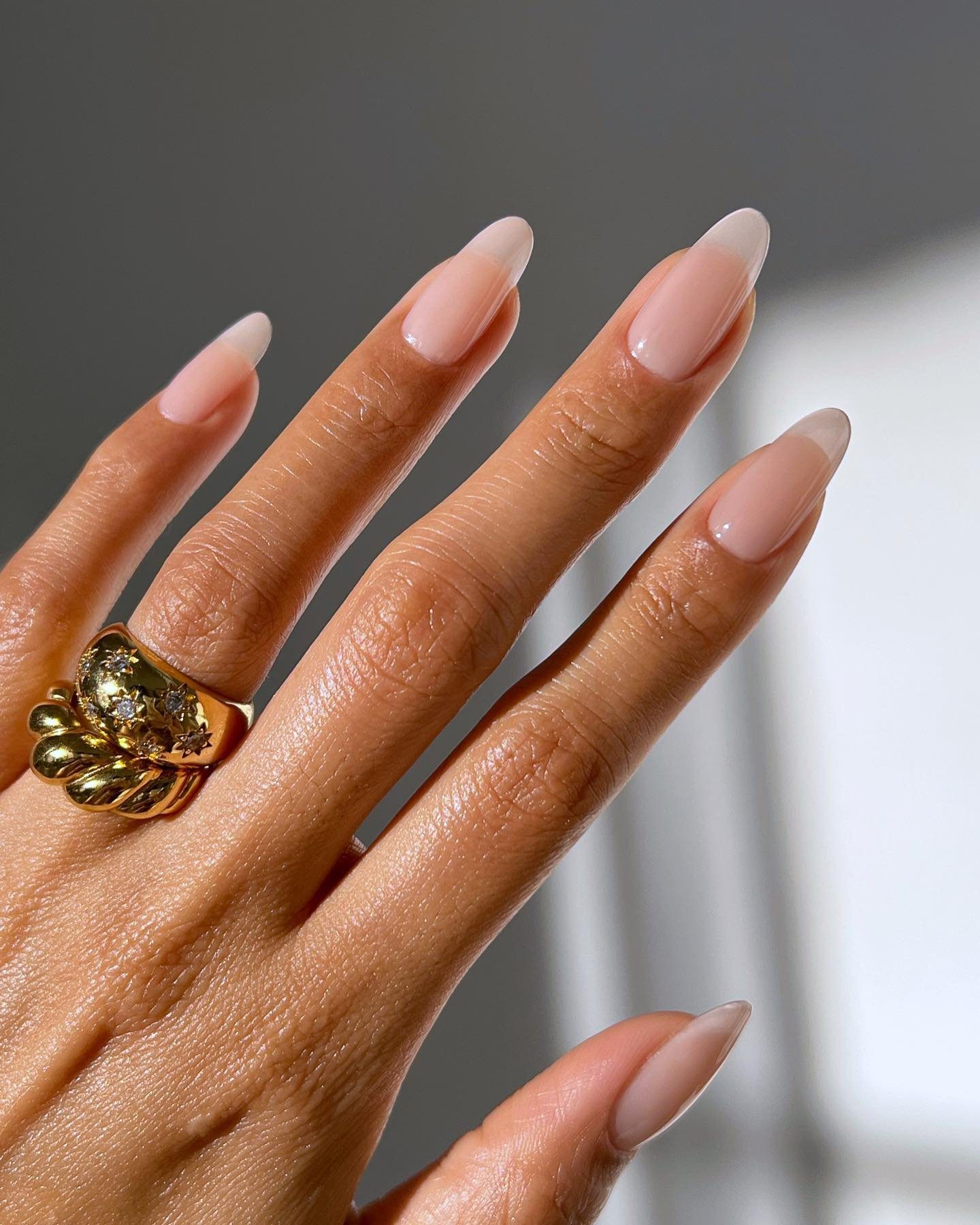 Sheer Pink French Almond Elegance Sheer Pink French Almond Elegance — Winter Wedding Nails