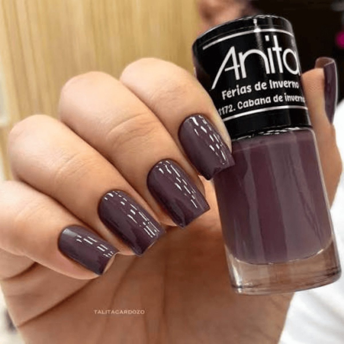Deep Plum Grey Undertone Glossy — Winter Acrylic Nail Colors