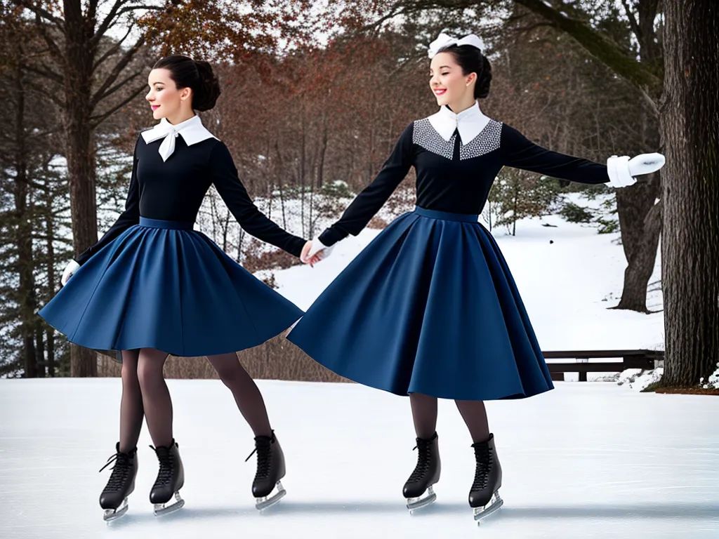 Vintage-Inspired Black Tops and Blue Skirts Vintage-Inspired Black Tops and Blue Skirts — Ice Skating Outfits