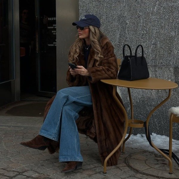 Statement Faux Fur Coat Over Casual Basics — Early Winter Outfits