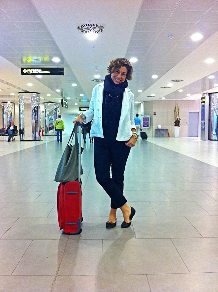 Crisp White Blazer Over Black Slim-Fit Trousers for a Smart Airport Look — Winter Airport Outfits