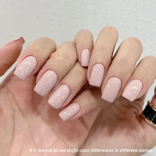 Glossy Light Pink Short Square Nails Glossy Light Pink Short Square Nails — Natural Winter Nails