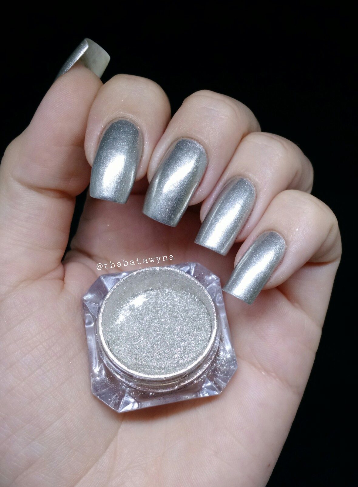 Medium Square Solid Silver Chrome — Silver Chrome Nails